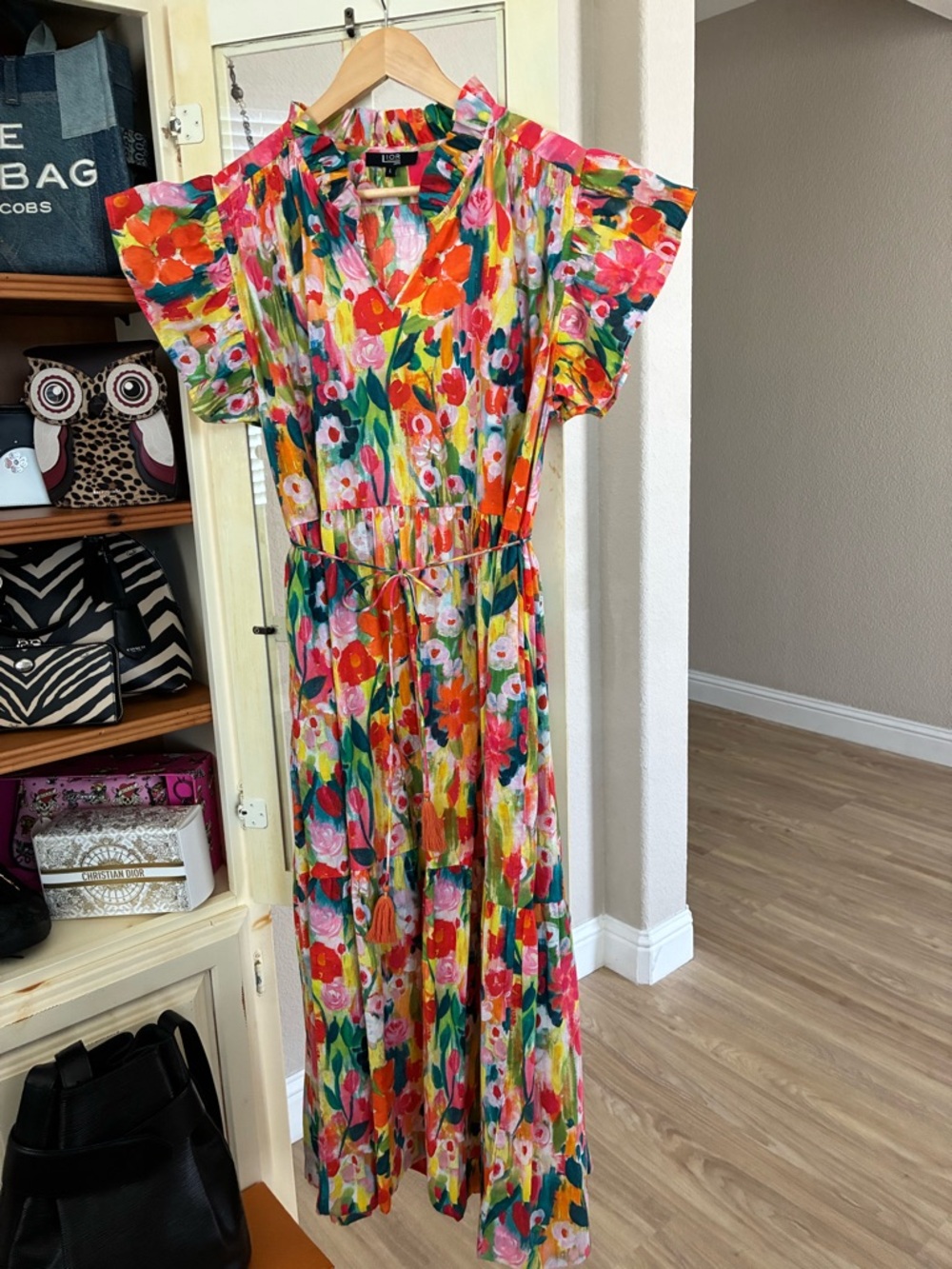 LLOR Floral V-Neck Midi Dress in Multicolor